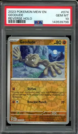 Pokemon TCG Scarlet & Violet 151 #074 Geodude Reverse Holo PSA 10 Low Pop - Image 1