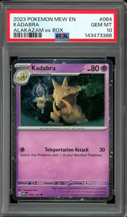 Pokemon TCG Scarlet Violet 151 Alakazam ex Box #064 Kadabra Cosmos PSA 10 - Image 1