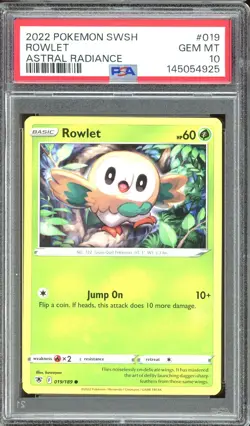 Pokemon TCG Sword & Shield Astral Radiance #019 Rowlet PSA 10 - Image 1