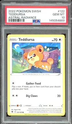 Pokemon TCG Sword & Shield Astral Radiance #122 Teddiursa PSA 10 - Image 1