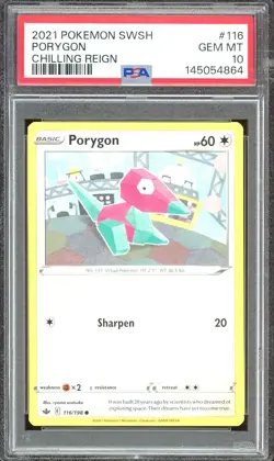 Pokemon TCG Sword & Shield Chilling Reign #116 Porygon PSA 10 - Image 1