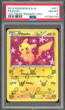 Pokemon Black White Legendary Treasures #RC7 Pikachu Radiant Collection PSA 8 - Image 1