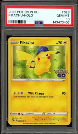 Pokemon TCG Pokemon GO #028 Pikachu Holo Stamped PSA 10 Gem Mint - Image 1