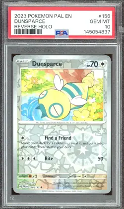 Pokemon TCG Scarlet Violet Paldea Evolved #156 Dunsparce Reverse PSA 10 POP 1! - Image 1