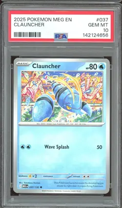 Pokemon TCG Mega Evolution Base Set #037 Clauncher PSA 10 Tomokazu Komiya - Image 1