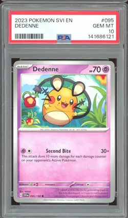 Pokemon TCG Scarlet & Violet Base Set #095 Dedenne PSA 10 Low Pop - Image 1