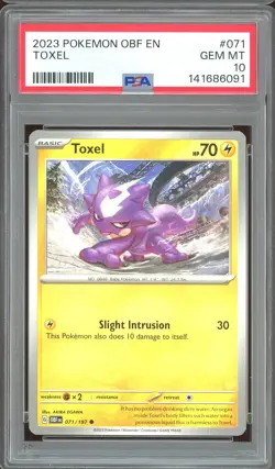 Pokemon TCG Scarlet & Violet Obsidian Flames #071 Toxel PSA 10 Low Pop - Image 1