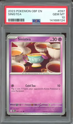 Pokemon TCG Scarlet & Violet Obsidian Flames #097 Sinistea PSA 10 Yuka Morii - Image 1
