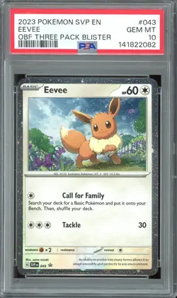 Pokemon TCG Obsidian Flames 3-Pack Blister #043 Eevee Cosmos Promo PSA 10 - Image 1