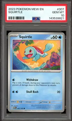 Pokemon TCG Scarlet & Violet 151 #007 Squirtle English PSA 10 Low Pop - Image 1
