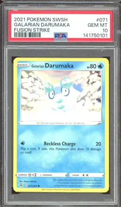Pokemon TCG SWSH Fusion Strike #071 Galarian Darumaka PSA 10 - Image 1