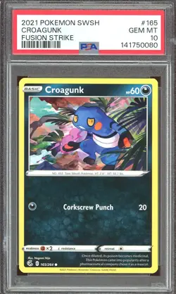 Pokemon TCG SWSH Fusion Strike #165 Croagunk PSA 10 - Image 1