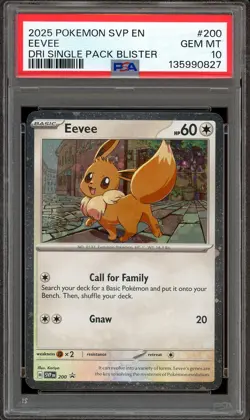 Pokemon TCG SV Destined Rivals Single Pack Blister #200 Eevee Cosmos PSA 10 - Image 1