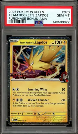 Pokemon TCG SV Destined Rivals #070 Team Rocket's Zapdos Purchase Asia PSA 10 - Image 1