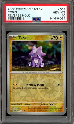 Pokemon TCG SV Paradox Rift #069 Toxel Reverse Holo PSA 10 Yuka Morii - Image 1
