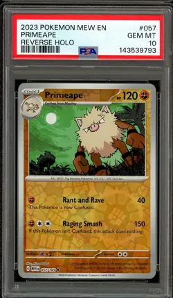 Pokemon TCG Scarlet & Violet 151 #057 Primeape Reverse Holo PSA 10 Low Pop - Image 1