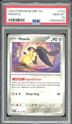 Pokemon TCG Scarlet & Violet Obsidian Flames #143 Mawile PSA 10 - Image 1