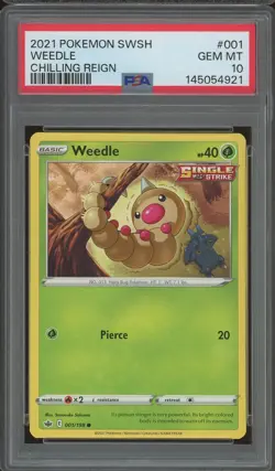 Pokemon TCG Sword & Shield Chilling Reign #001 Weedle PSA 10 - Image 1