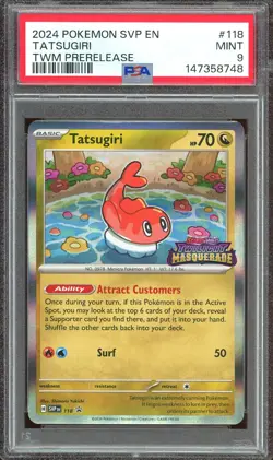 Pokemon TCG Twilight Masquerade Prerelease #118 Tatsugiri Stamped Promo PSA 9 - Image 1