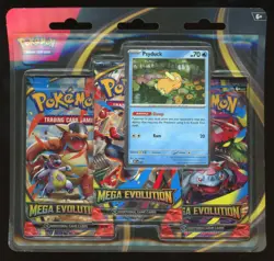 Pokemon Mega Evolution 3-Booster Pack Blister (Psyduck) Factory Sealed - Image 1
