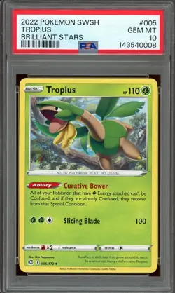 Pokemon Sword & Shield Brilliant Stars #005 Tropius PSA 10 Gem Mint - Image 1