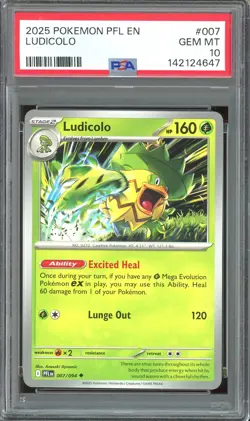 Pokemon Mega Evolution Phantasmal Flames #007 Ludicolo PSA 10 - Image 1