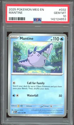 Pokemon TCG Mega Evolution Base Set #032 Mantine PSA 10 - Image 1