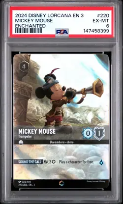 2024 DISNEY LORCANA EN 3-INTO THE INKLANDS #220 MICKEY MOUSE - TRUMPETER PSA 6 - Image 1