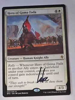 MTG -AUTOGRAPH - Hero of Goma Fada - Lake Hurwitz - Battle for Zendikar - Image 1