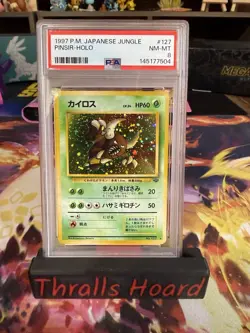 Pokemon TCG Pinsir Holo Rare Card Jungle Unlimited Japanese No. 127 PSA 8 - Image 1