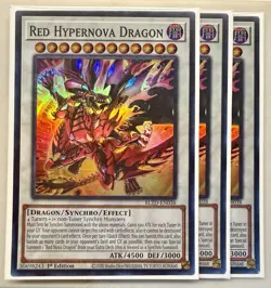 Yugioh! 3x Red Hypernova Dragon BLZD-EN038 Super Rare 1st Ed NM - Image 1