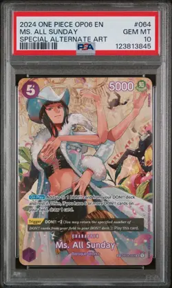 2024 One Piece OP06 EN Special Alternate Art #064 Ms. All Sunday PSA 10 GEM MINT - Image 1