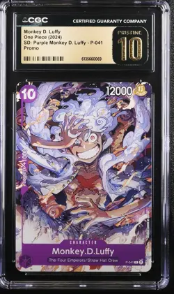 2024 ONE PIECE ST18 EN MONKEY D LUFFY P-041 GEAR 5 ENGLISH PURPLE CGC 10 PRISTIN - Image 1