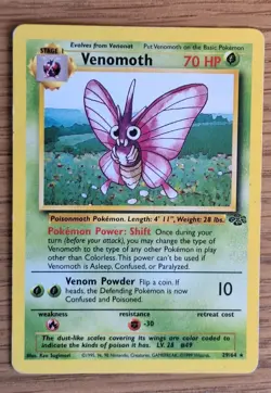 Venomoth 29/64 Jungle Regular Rare Pokemon Card - Image 1