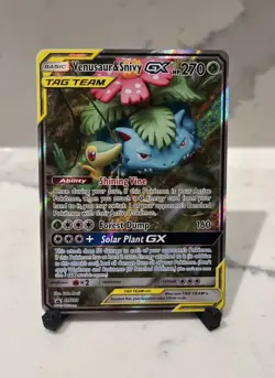 Venusaur & Snivy GX SM229 Black Star Promo TAG TEAM Holo Pokemon Card NM - Image 1