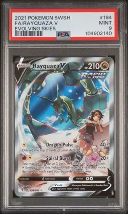 SWSH Evolving Skies Rayquaza v Alternate Full Art Card 194/203 PSA 9 - Image 1