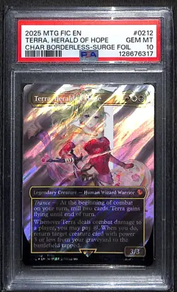 MTG Terra, Herald of Hope Borderless Surge Foil PSA 10 - Image 1