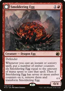 MTG Smoldering Egg // Ashmouth Dragon Innistrad: Midnight Hunt #159 Rare Magic T - Image 1