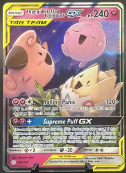 Togepi Cleffa Igglybuff GX 143/236 Cosmic Eclipse Ultra Rare Pokemon NM - Image 1