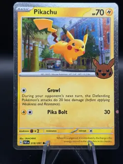 Pokemon 2024 Paldean Fates Trick or Trade Pikachu Cosmos Holo #018/091 - Image 1