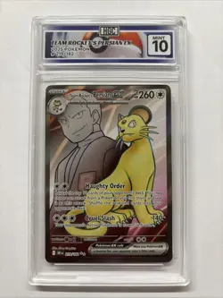 2025 Pokemon Team Rocket’s Persian Ex #219 HGC 10 (sb4) - Image 1