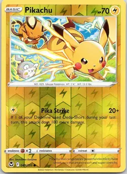 Pikachu 049/195 C Silver Tempest Pokemon Reverse Holo Near Mint - Image 1