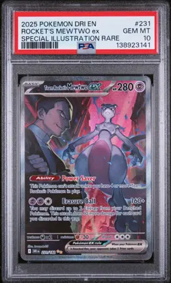 2025 POKEMON DRI EN-DESTINED RIVALS #231 TEAM ROCKET'S MEWTWO EX PSA 10 - Image 1