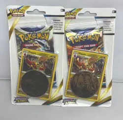 2-Pokemon TCG Sword & Shield Brilliant Stars Booster Pack W/ Promo Coin Flapple - Image 1
