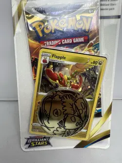 2-Pokemon TCG Sword & Shield Brilliant Stars Booster Pack W/ Promo Coin Flapple - Image 3