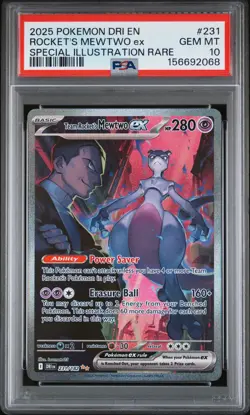 2025 POKEMON DRI EN-DESTINED RIVALS #231 TEAM ROCKET'S MEWTWO EX PSA 10 - Image 1