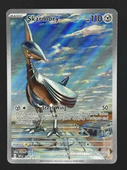 Pokemon Skarmory 209/191 Sv08 Surging Sparks Illustration Rare Holo 110 HP Card - Image 1
