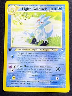 Pokemon TCG Neo Destiny 1st Edition Light Golduck Card 47/105 Uncommon LP - Image 1