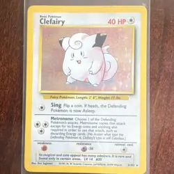 Pokemon TCG Clefairy 005/102 Base Set Holo Rare English Basic 40HP 1999 Card - Image 1