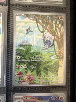 Pokemon TCG Meditite Card Stellar Crown Illustration Rare Holo English 153/142 - Image 1